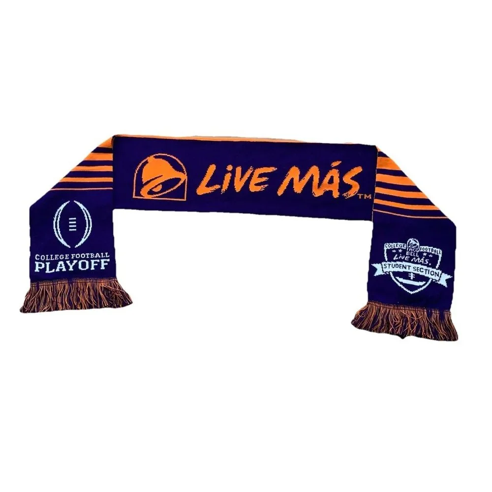 Taco Bell College Football Playoff Scarf Clemson Acrylic Orange Purple NWT